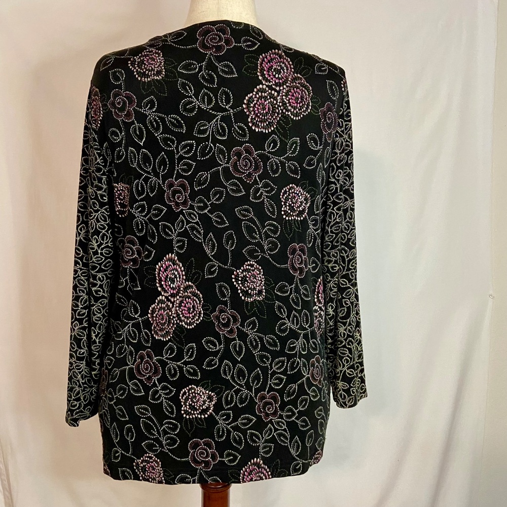 Vikki Vi Black & Flowered Print 2 Piece Tank and Jacket Twin Set Plus Size 1X - Picture 8 of 15